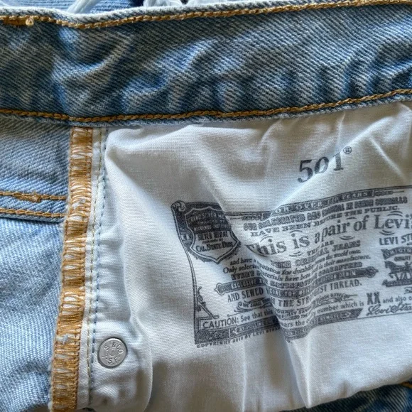 Levi's Light Blue Distressed Jean Shorts - Picture 3 of 4